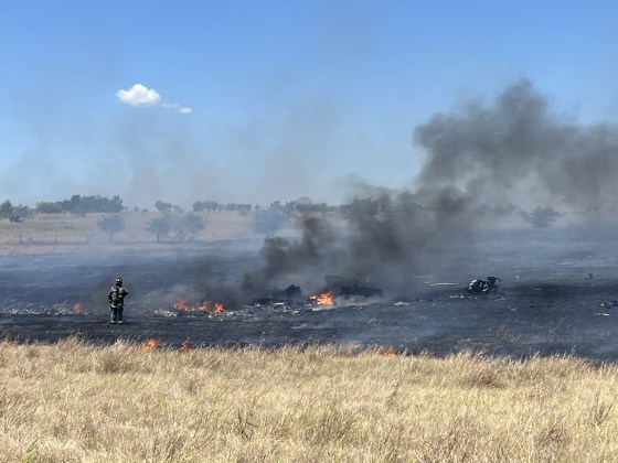 The scene of a helicopter crash in Salado, Texas on Wednesday.Bell County Sheriff’s Office