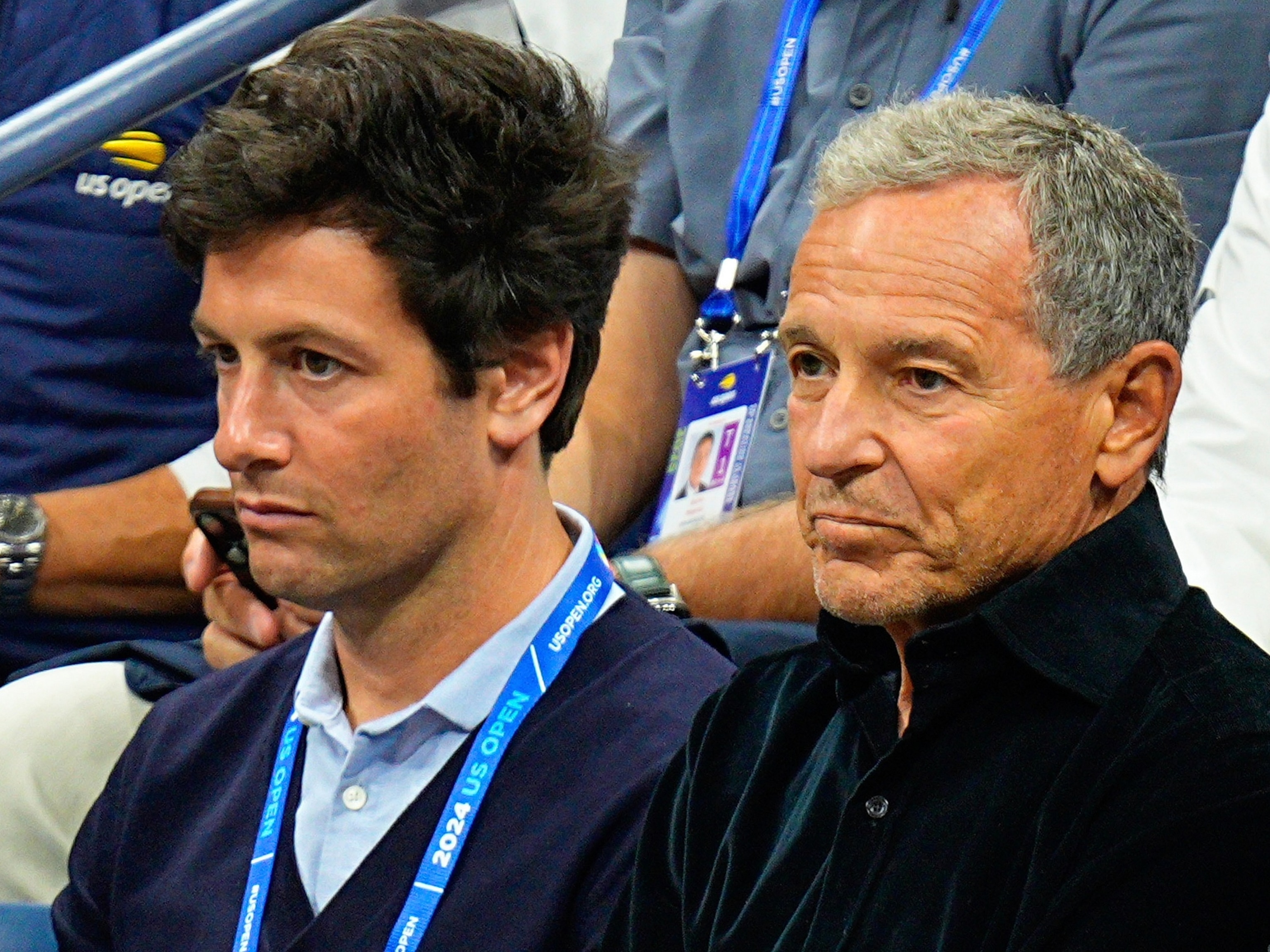 Joshua Kushner sits with Bob Iger at the 2025 US Open Tennis Championships September 2, 2025 in New York City.GC Images via Getty Images