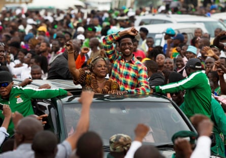 Edgar Lungu and his wife at a rally in Lusaka in 2015.Photograph: Rogan Ward/Reuters