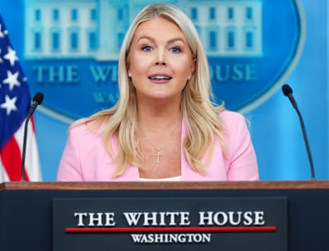 Questions about midterms come as White House press secretary Karoline Leavitt steps down from role less than three months before midterms.Photograph: Julia Demaree Nikhinson/AP