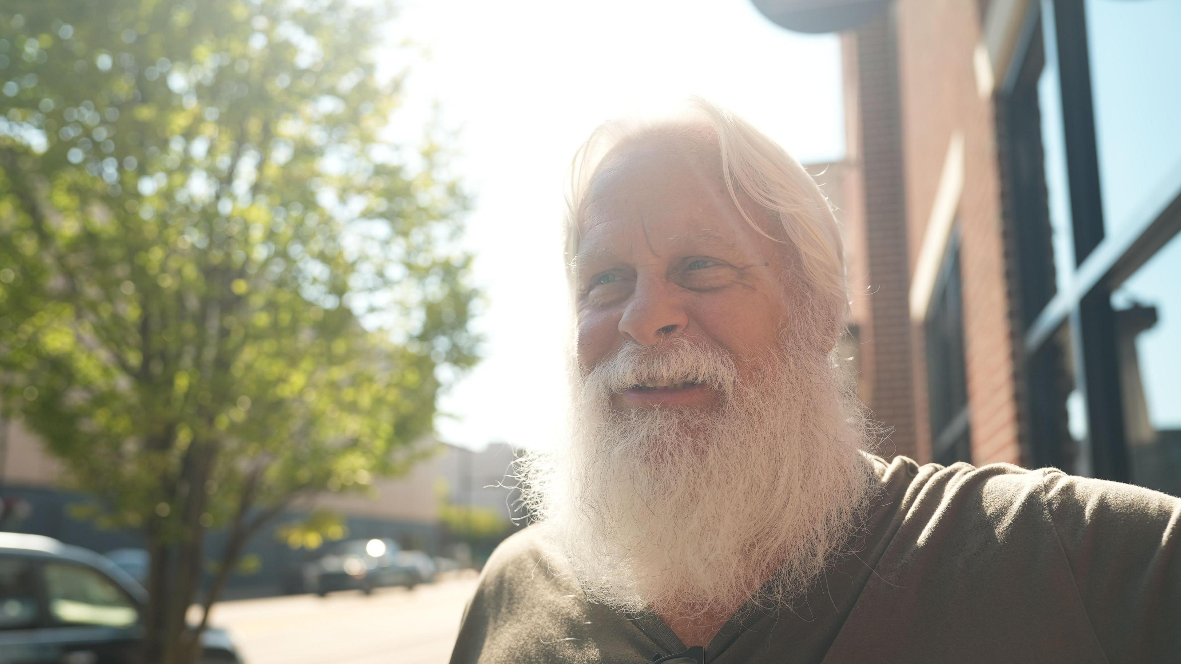 Image caption,Veteran David Carter, 66, is an outspoken Christian who supports US action in Iran