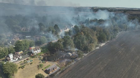 A West Midlands fire service van arrives at the site of the wildfire in Stourbridge.Photograph: Paul Ellis/AFP/Getty