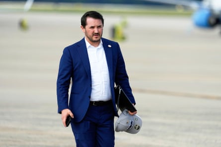 Taylor Budowich at Joint Base Andrews, Maryland, in September 2025.Photograph: Alex Brandon/AP
