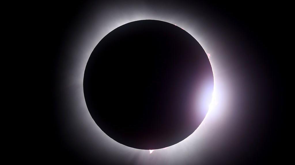 Image caption,The Sun's corona is only visible with the naked eye from Earth during a total solar eclipse