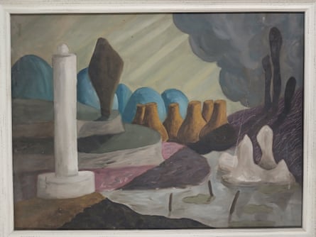 A Murdoch surreal landscape painting.Photograph: Iris Murdoch/Miles Leeson