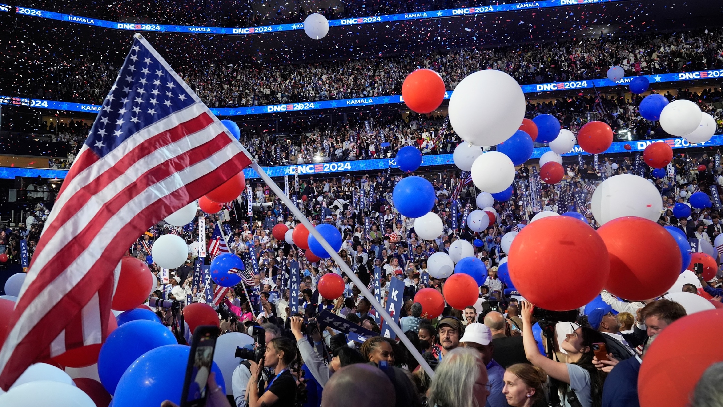 Delegates attend the 2024 Democratic National Convention, Aug. 22, 2024 in Chicago.Paul Sancya/AP