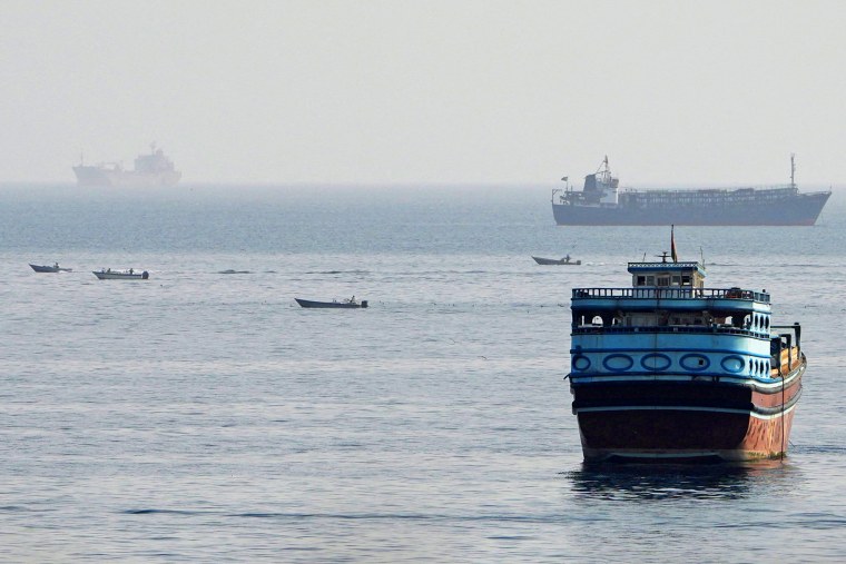 Vessels in the Strait of Hormuz, as seen from Musandam, Oman, earlier this month.Reuters