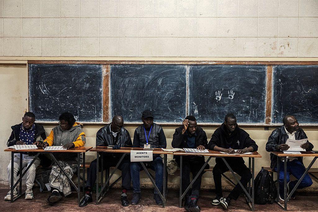 Image caption,A host of election officials were overseeing the process