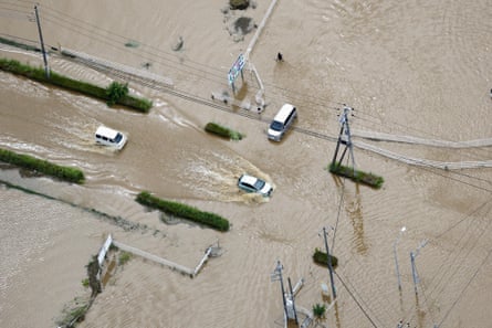 Flooded areas after heavy rain in Chiba prefecture.Photograph: Kyodo/Reuters
