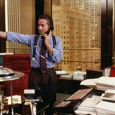 Michael Douglas wears braces in the 1987 film Wall Street.Photograph: Sunset Boulevard/Getty