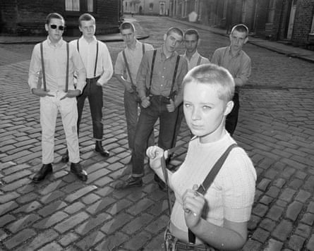 Skinhead teenagers pose in Huddersfield, West Yorkshire, in June 1970.Photograph: Mirrorpix/Getty