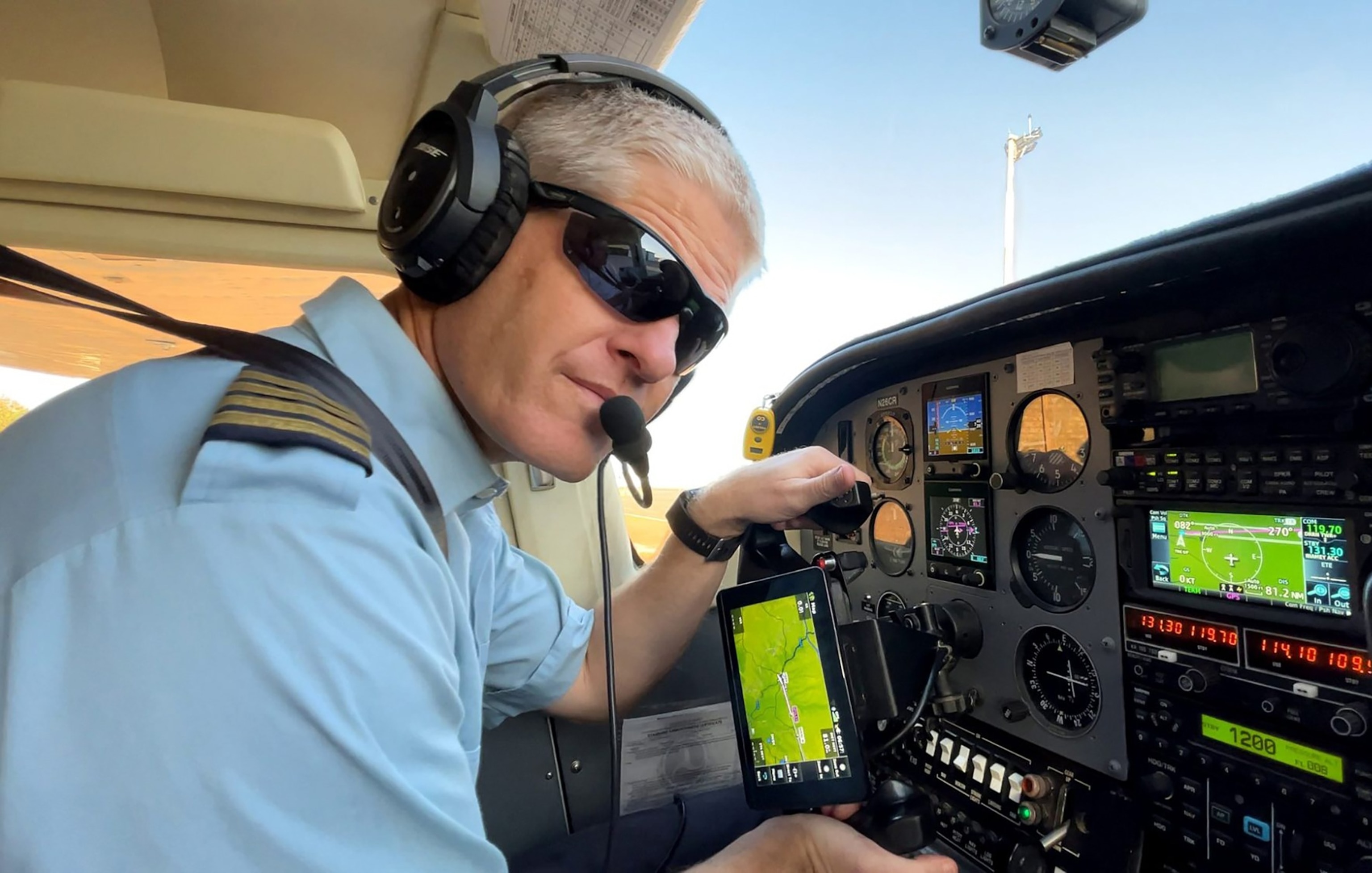 Kevin Rideout is seen during preflight checks in preparation for a flight from Niamy to Maradi, Niger in December 2022.Lee Hodges