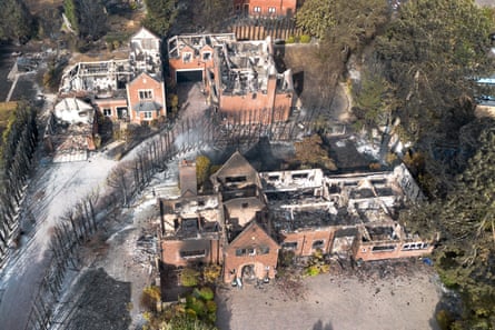 Several homes in Stourbridge in the West Midlands were destroyed as a result of wildfires this week.Photograph: Ryan Jenkinson/Getty Images