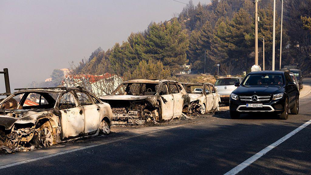 Image caption,The wildfire has been described as "one of the worst" in the Croatia's history