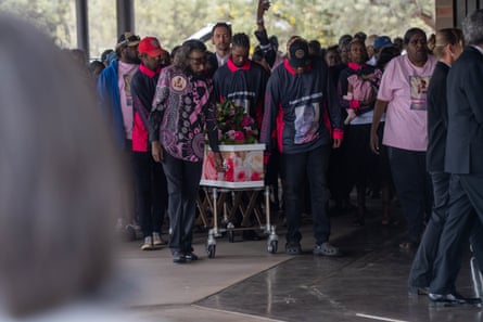 Mourners attend the funeral service for Kumanjayi Little Baby in Alice Springs on Saturday.Photograph: Rhett Hammerton/AAP