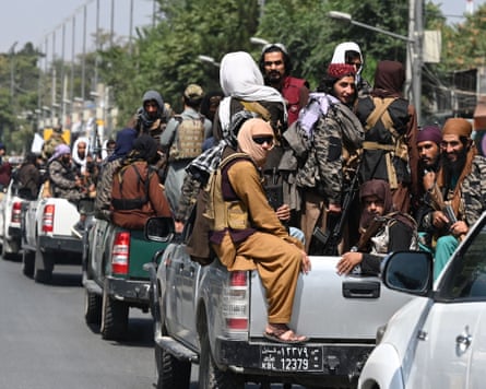 A convoy of Taliban fighters in the days after the fall of Kabul in 2021.Photograph: Aamir Qureshi/AFP/Getty Images