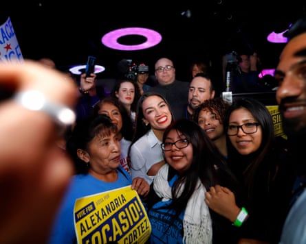 Ocasio-Cortez during her victory celebration New York City in 2018.Photograph: Rick Loomis/Getty Images