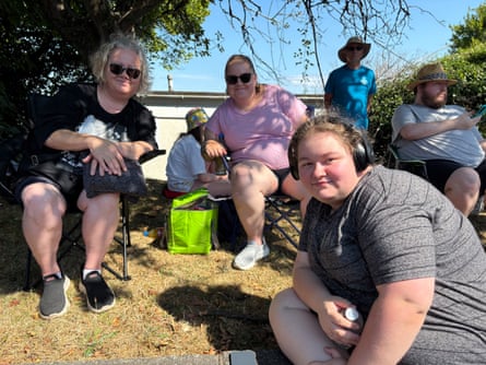Bonnie Tyler fans (left-right) Melanie Smith, Melissa Smith and Carys Edwards in the Mumbles, Swansea, ahead of paying their respects to the late singer and watching the procession as she is transported back to her former home.Photograph: Eleanor Storey/PA