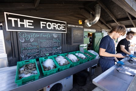 The Forge seaside oyster shack that Green wants to extend on to a patch of beach.Photograph: Graeme Robertson/The Guardian