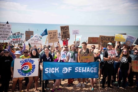 Surfers Against Sewage, seen here in Brighton, England last year, are one of many protest groups who have taken aim at the water industry.Photograph: Charlotte Coney/Getty Images