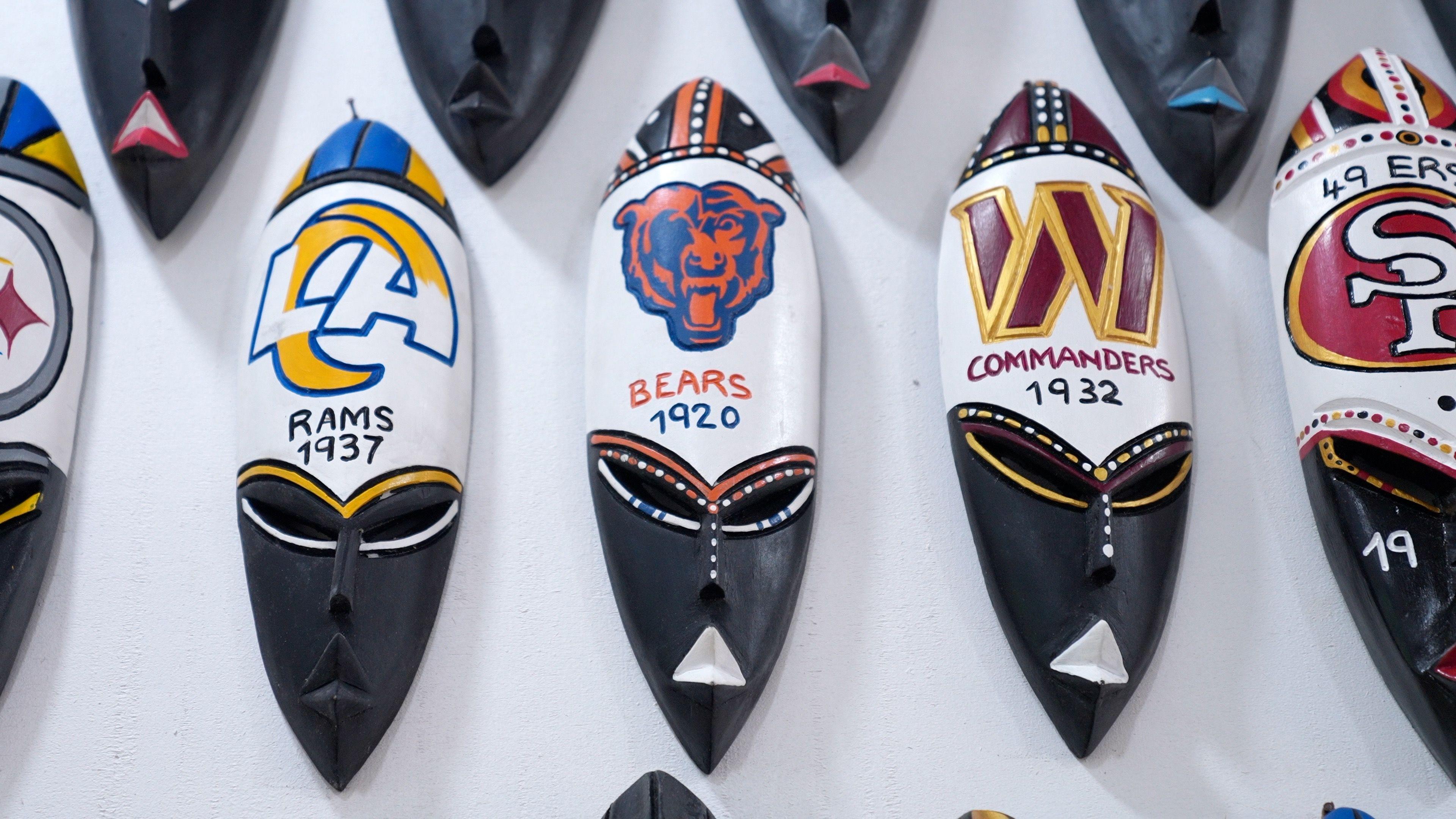Image caption,Visitors to Ghana can buy traditional masks emblazoned with team colours