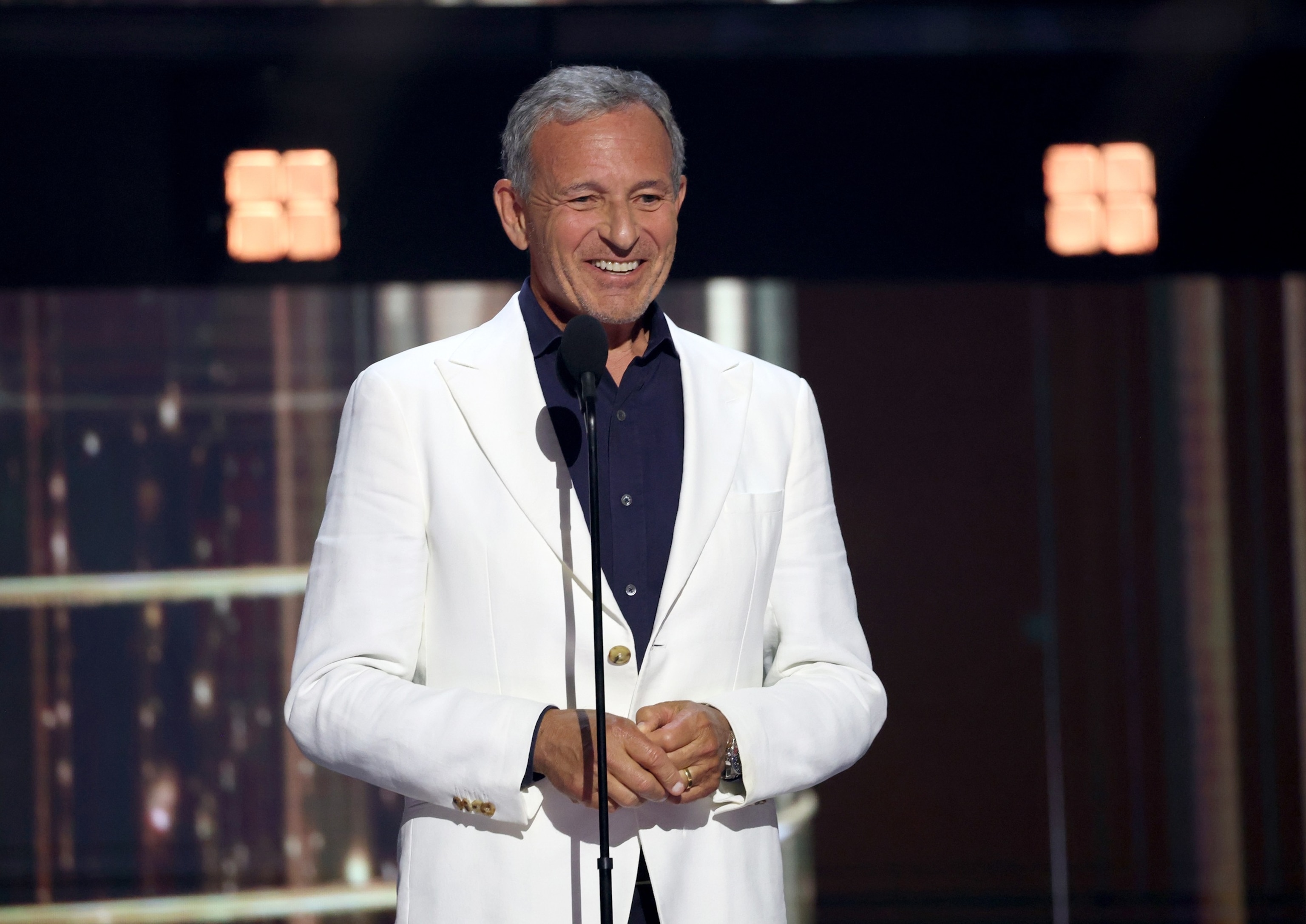 Disney Legends award recipient Bob Iger, Former CEO, The Walt Disney Company speaks onstage at the Disney Entertainment Showcase at D23: Legends on August 16, 2026 in Anaheim, California.Kevin Mazur/Getty Images for Dis