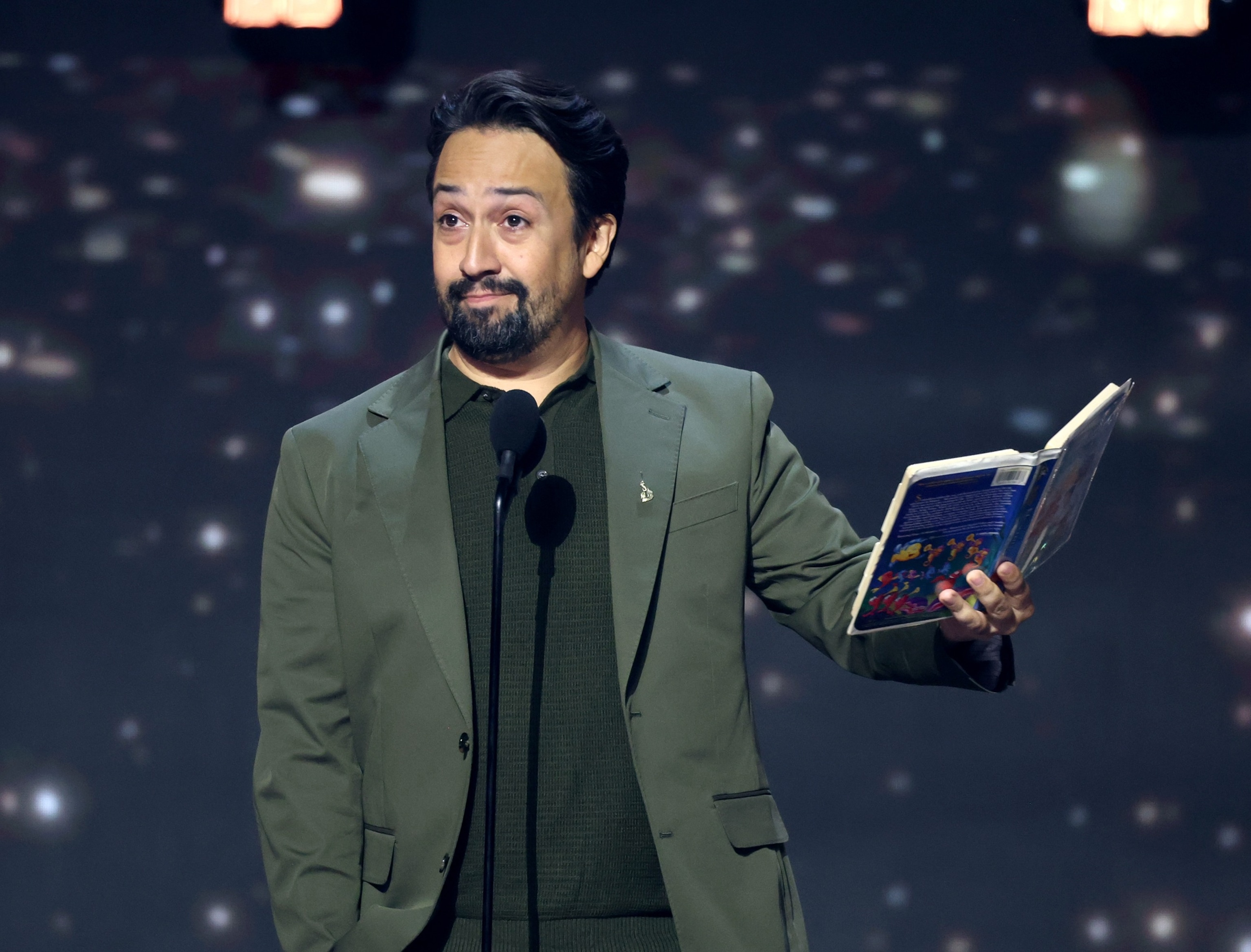 Disney Legends award recipient Lin-Manuel Miranda speaks onstage at the Disney Entertainment Showcase at D23: Legends on August 16, 2026 in Anaheim, California.Kevin Mazur/Getty Images for Dis