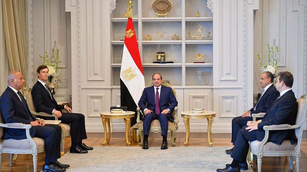 Image caption,Jared Kushner also met Egyptian President Abdel Fattah al-Sisi on Sunday