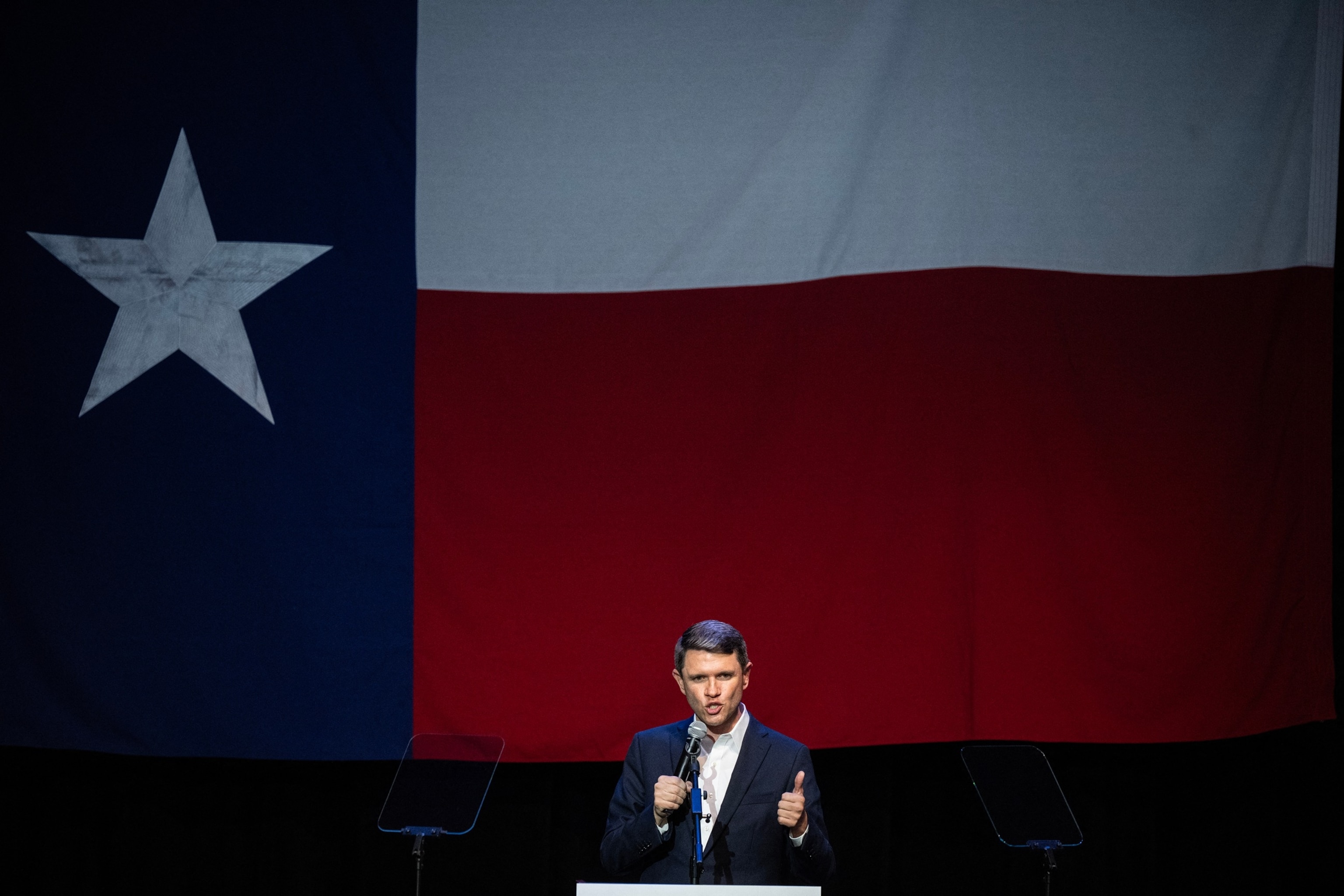 Democratic candidate for US Senate James Talarico speaks during a campaign rally as part of his "New American Dream Tour" in Pasadena, Texas, Aug. 9, 2026.Ronaldo Schemidt/AFP via Getty Images
