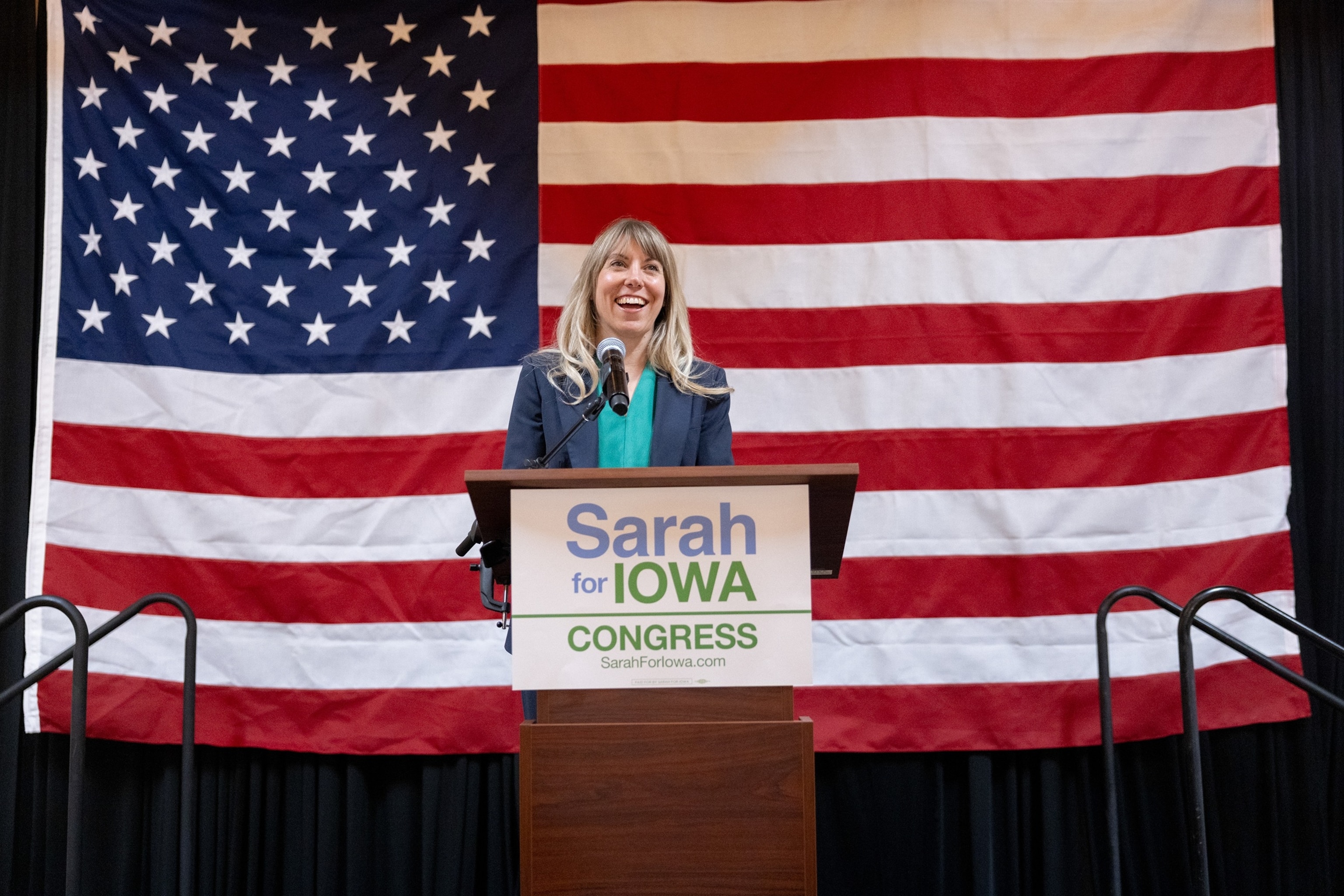 State Senator Sarah Trone Garriott, a Democrat from Iowa and US congressional candidate, during a primary election night event at The Loft DSM in Des Moines, Iowa, June 2, 2026.Scott Morgan/Bloomberg via Getty Images