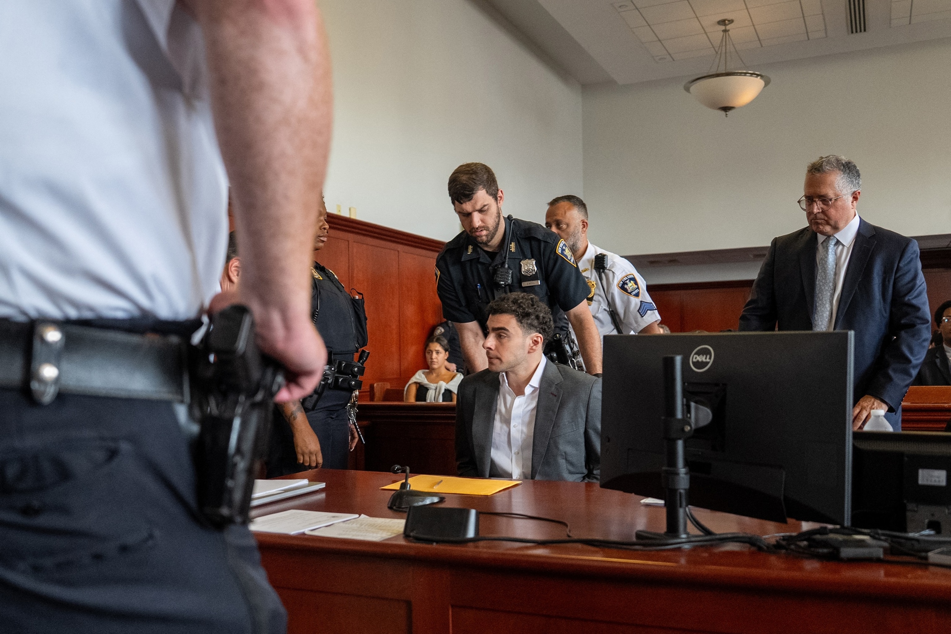 Luigi Mangione, accused of the murder of United Healthcare CEO Brian Thompson, appears for a pre-trial hearing at Manhattan Criminal Court in New York, on August 11, 2026.David Dee Delgado/POOL/AFP via Getty Images