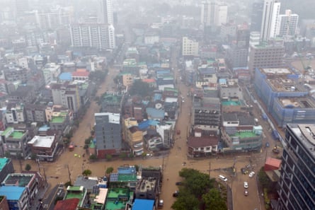 Heavy rains have pummelled southern South Korea since Saturday.Photograph: /Yonhap/AP