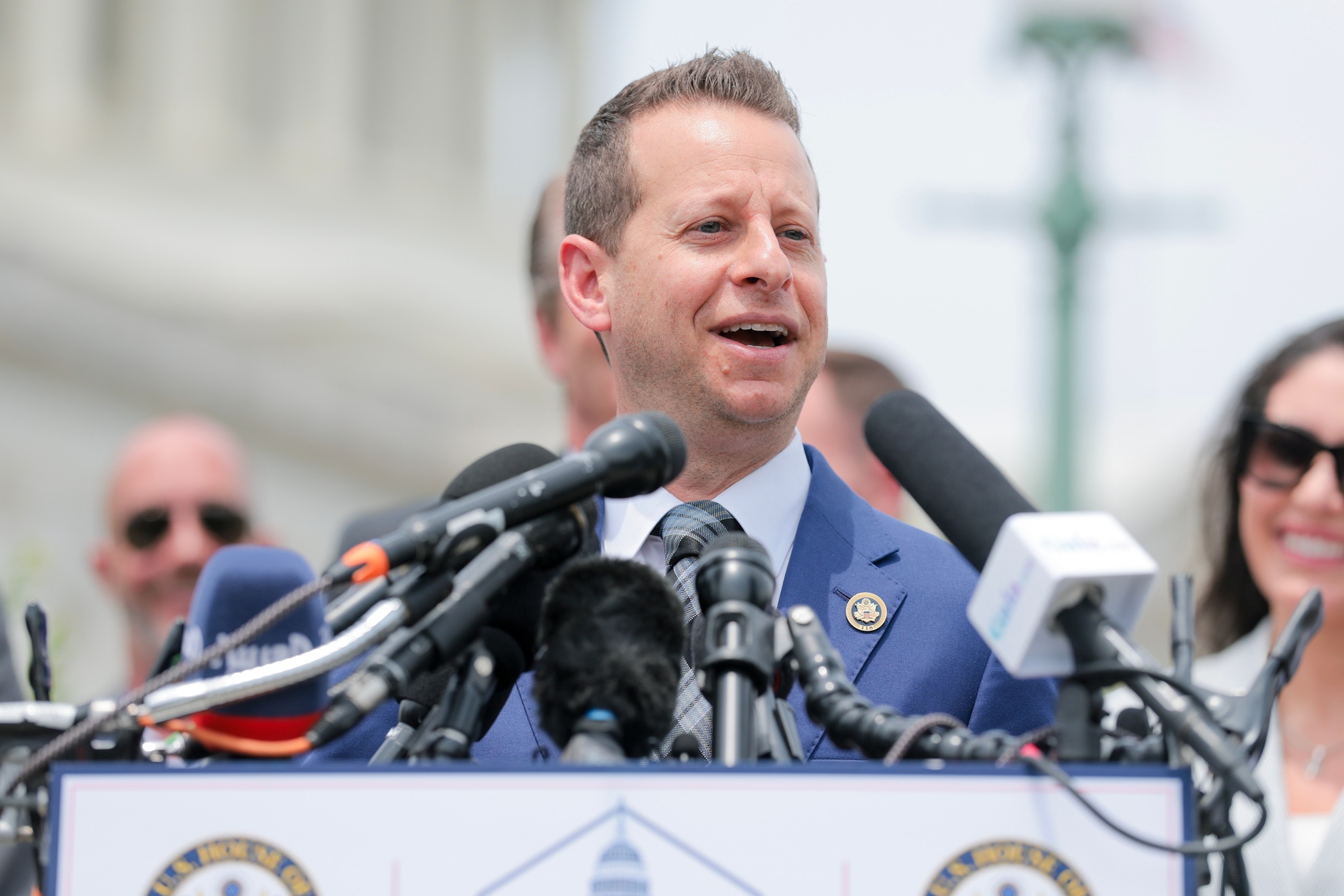Rep. Jared Moskowitz speaks during a news conference on "Unidentified Anomalous Phenomena" (UAP) outside of the Capitol, June 9, 2026.Anna Moneymaker/Getty Images