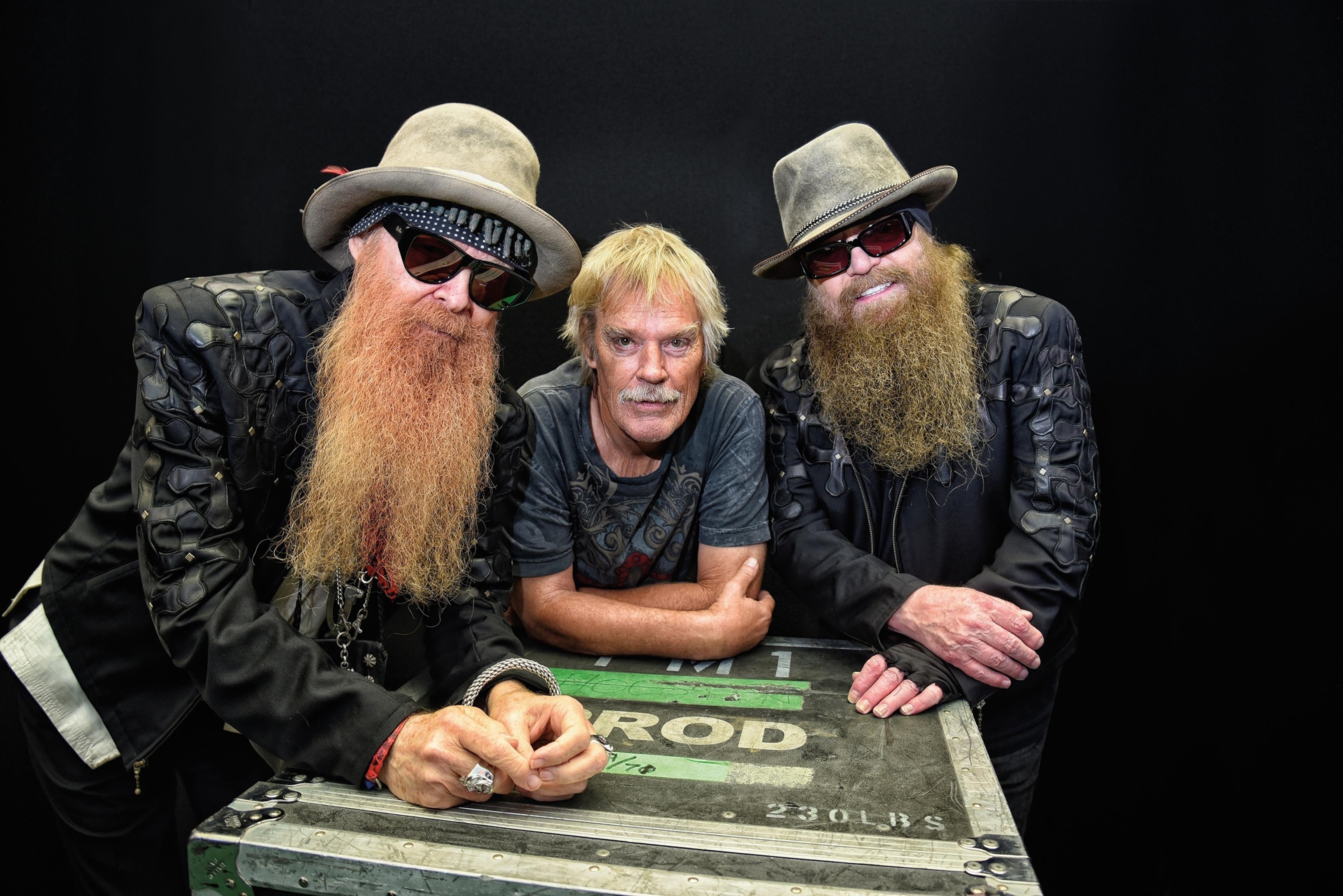 Billy Gibbons, Frank Beard and Dusty Hill of ZZ Top pose for a group portrait backstage at Glastonbury Festival, June 24, 2016.Mick Hutson/Redferns/Getty Images