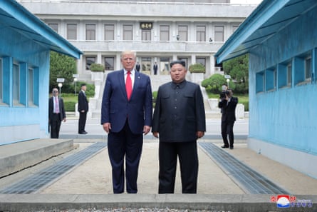 Donald Trump meets North Korean leader Kim Jong-un at the border of North and South Korea in 2019.Photograph: KCNA/Reuters