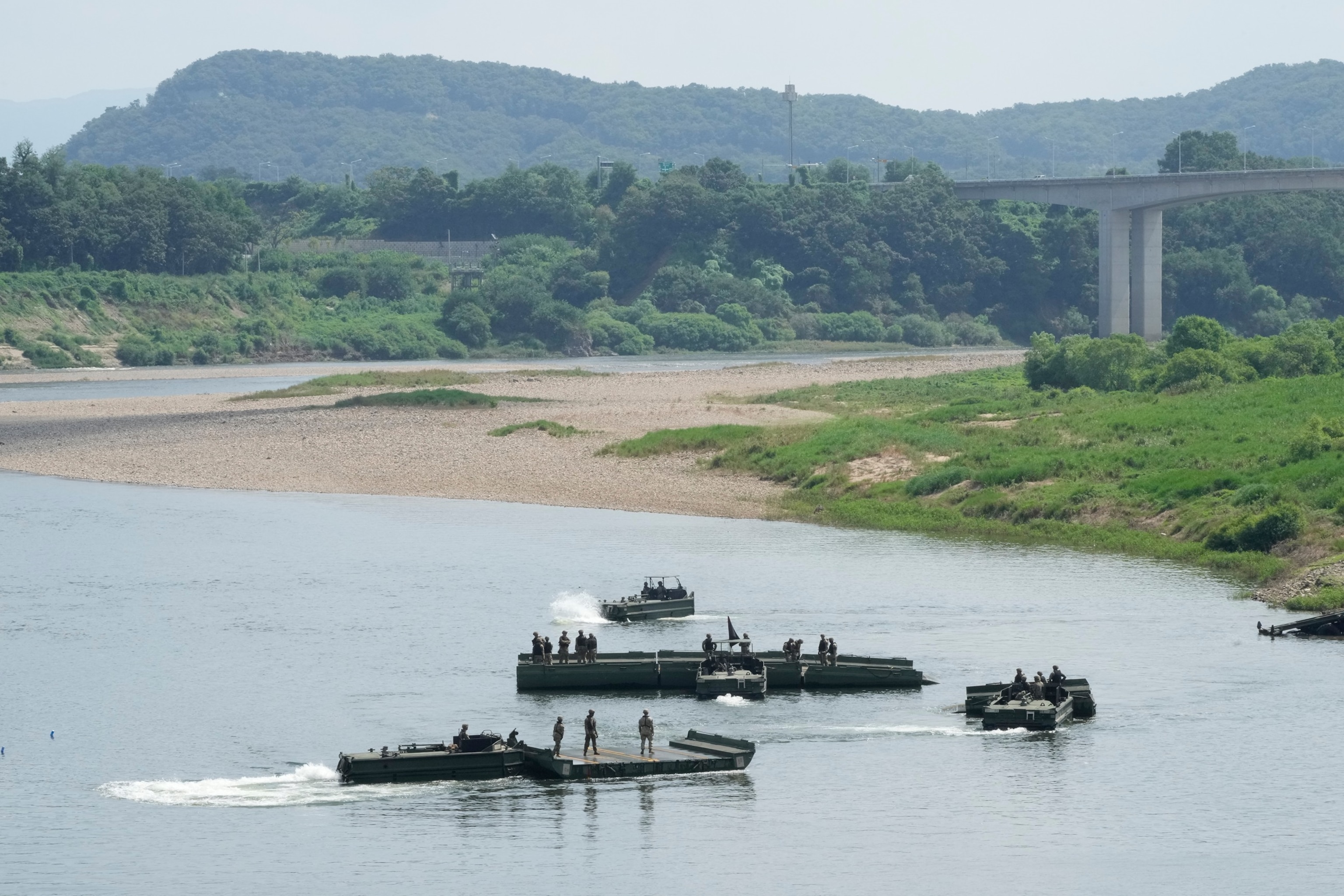 U.S. Army soldiers conduct a training exercise on a river in Yeoncheon, South Korea, near the border with North Korea, on Aug. 18, 2026.Ahn Young-joon/AP Photo