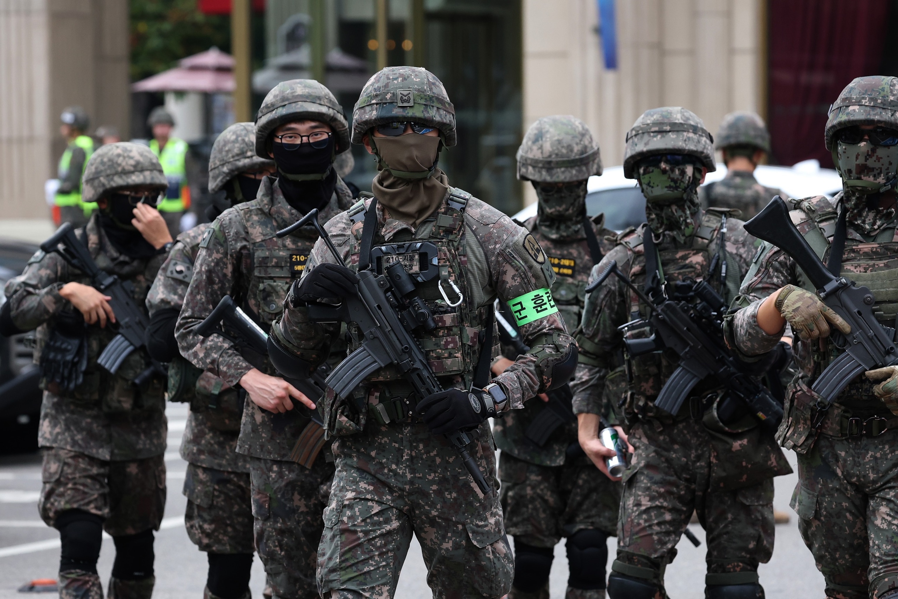 South Korean soldiers participate in an anti-terrorism exercise, linked to the ongoing joint military drills known as Ulchi Freedom Shield (UFS), at Lotte Hotel World on Aug. 19, 2026 in Seoul, South Korea.Chung Sung-jun/Getty Images
