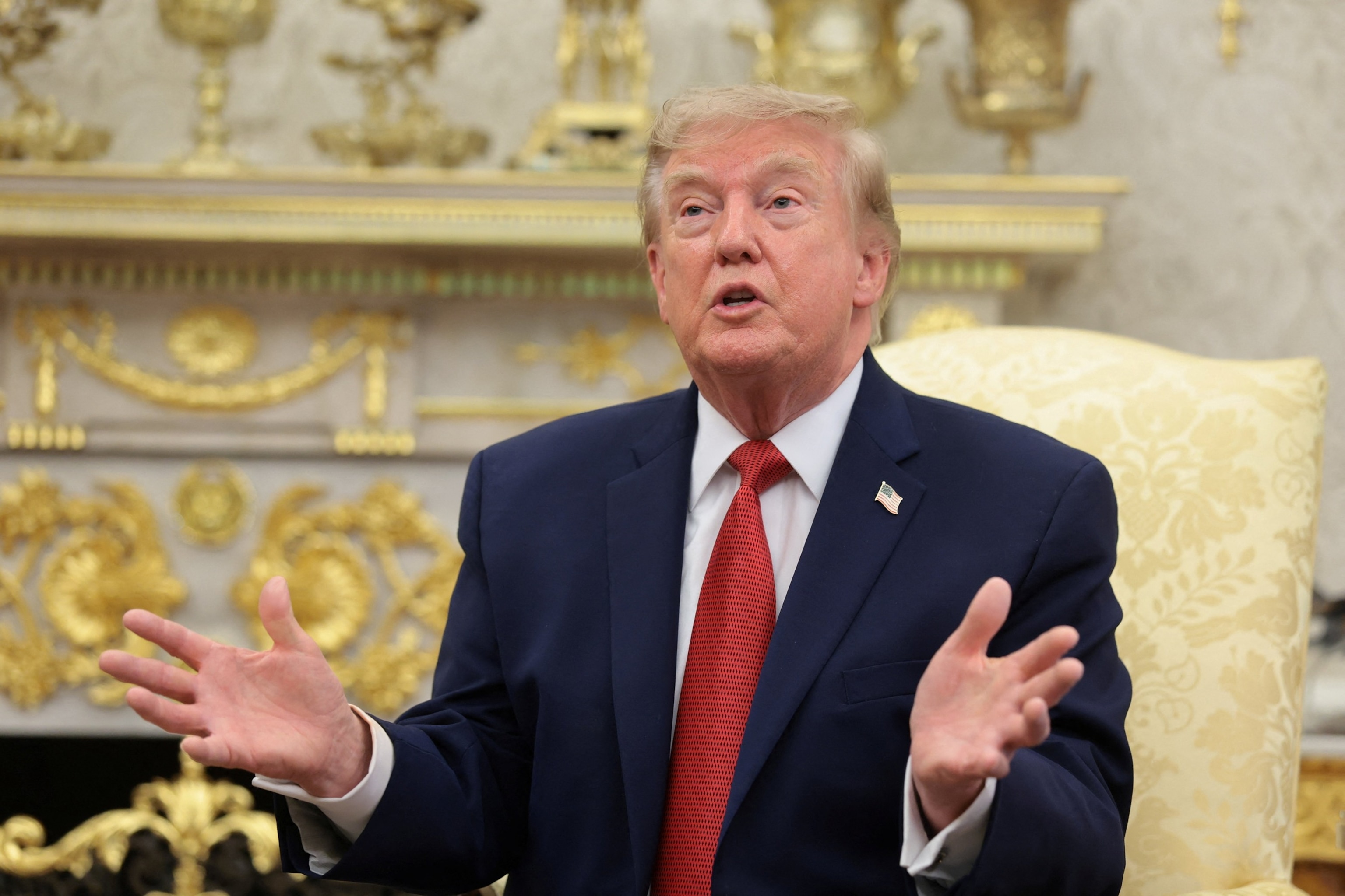 President Donald Trump speaks in the Oval Office, at the White House in Washington, August 17, 2026.Kylie Cooper/Reuters