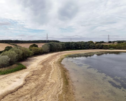 Low water levels at Grafham Water last month. The Greater Cambridgeshire area is one of the most water-scarce in the country.Photograph: PA/Alamy