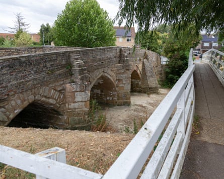 Alconbury brook in Cambridgeshire has dried up in this summer’s drought.Photograph: Ian Sanders/Alamy