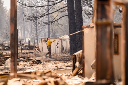 The burnt-out Riverside Real Life church in Spokane, Washington, after being scorched by the Old Trails fire.Photograph: Josh Edelson/AFP/Getty Images