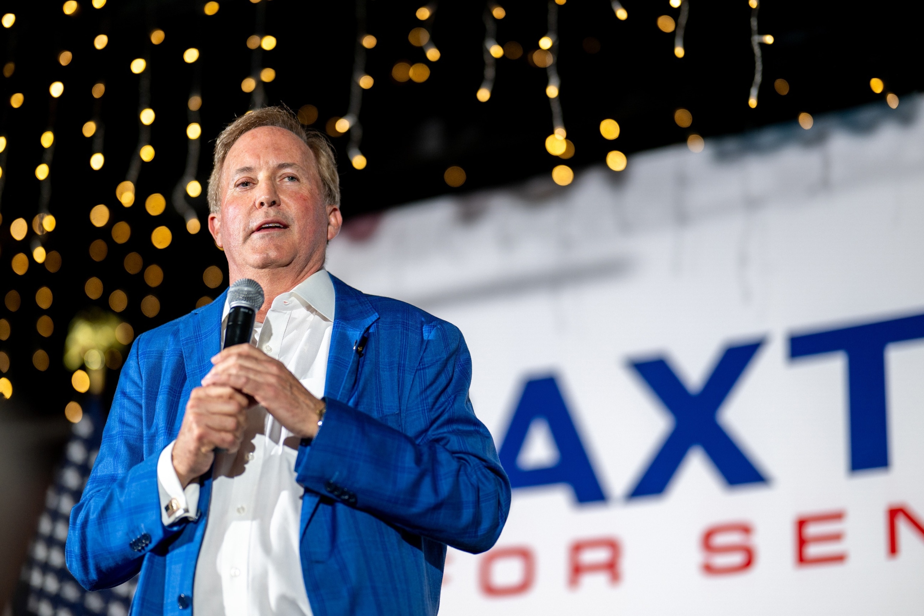 Ken Paxton speaks during a campaign event at Matt's Rancho Martinez restaurant on August 04, 2026 in Allen, Texas.Brandon Bell/Getty Images