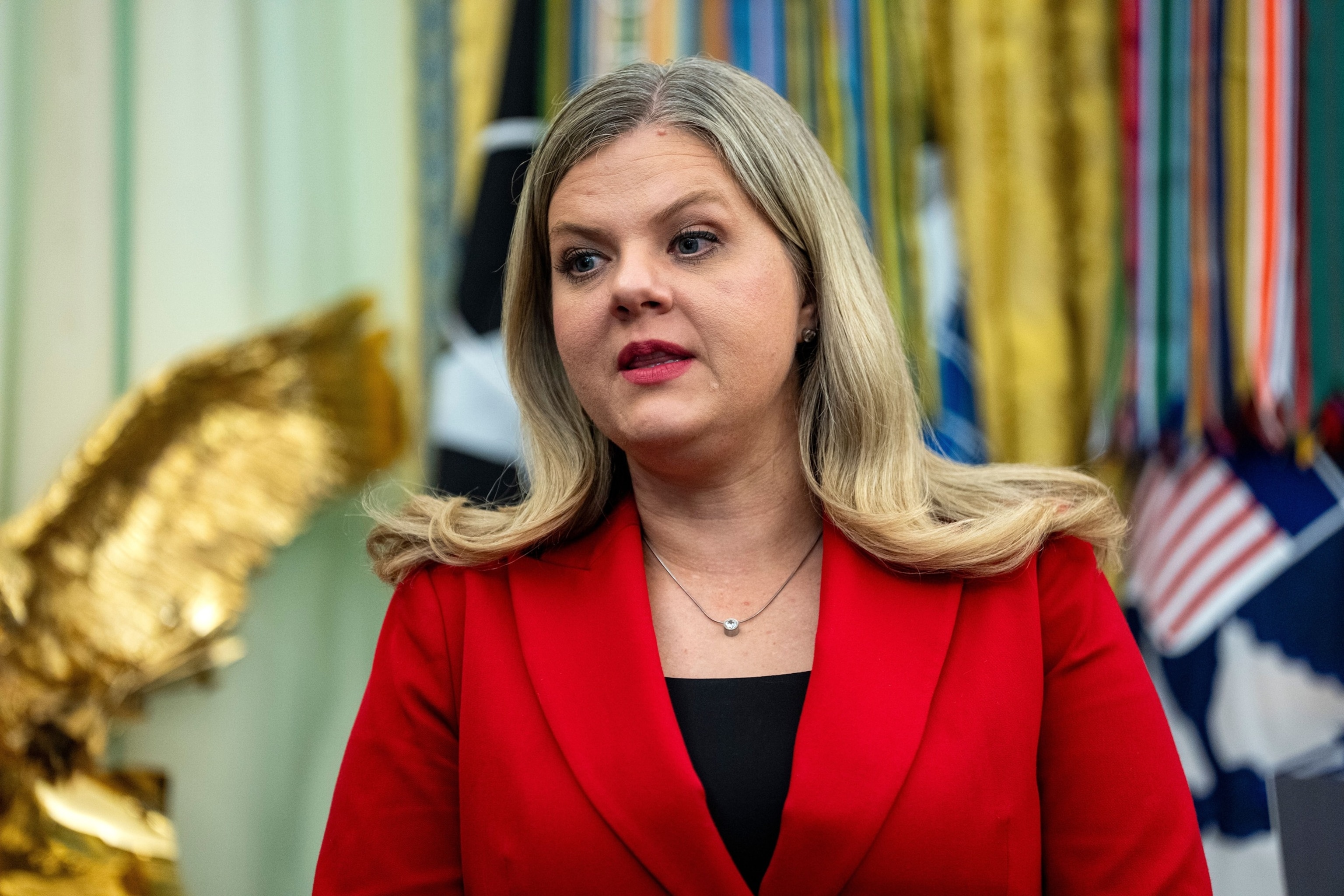 White House Domestic Policy Council Deputy Director Heidi Overton speaks during the signing of an executive order reviewing childhood vaccine recommendations in the Oval Office of the White House in Washington, August 10, 2026.Bonnie Cash/EPA/Shutterstock
