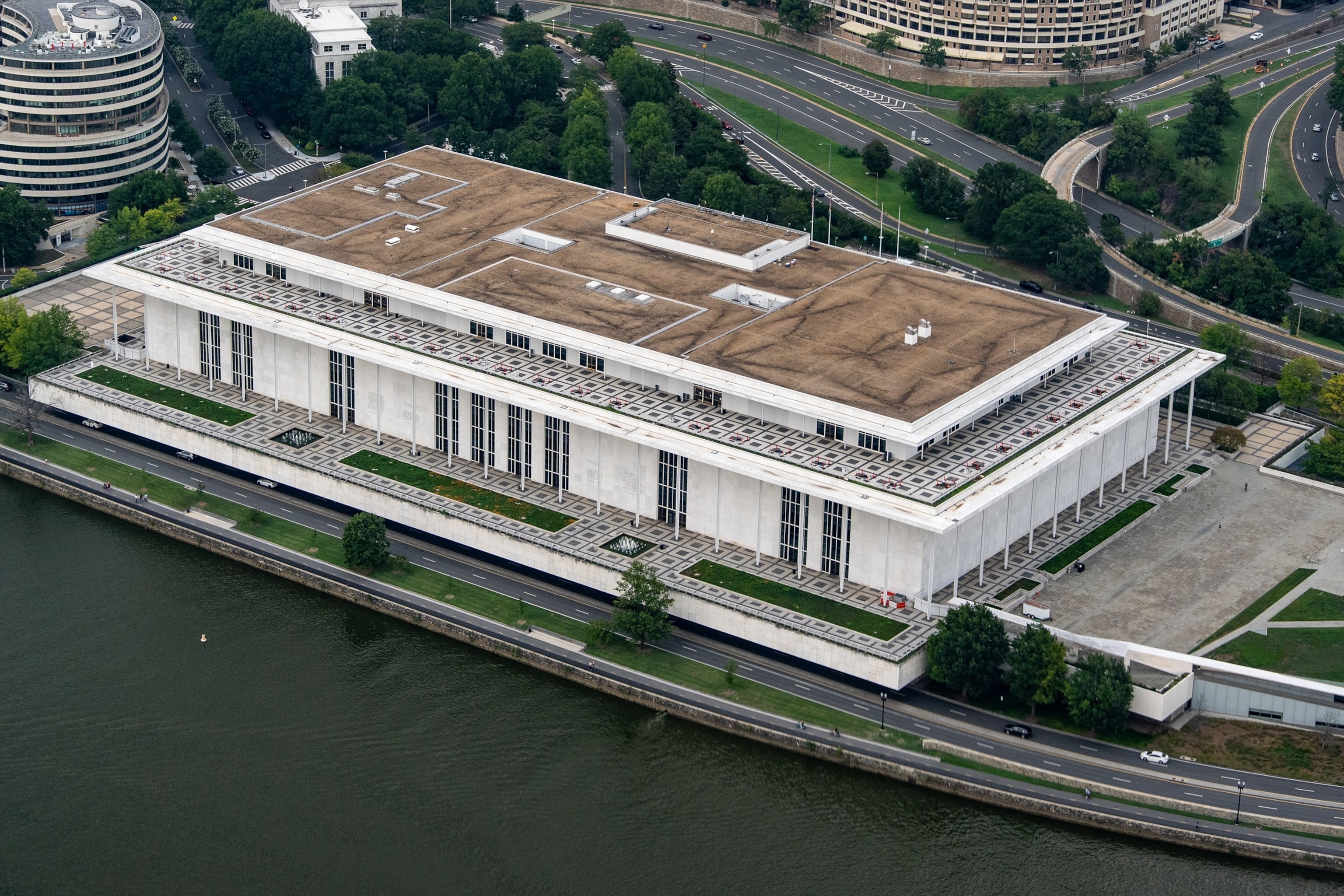 The Kennedy Center is seen from the air in Washington, Saturday, Aug. 15, 2026. (AP Photo/Alex Brandon)Alex Brandon/AP Photo