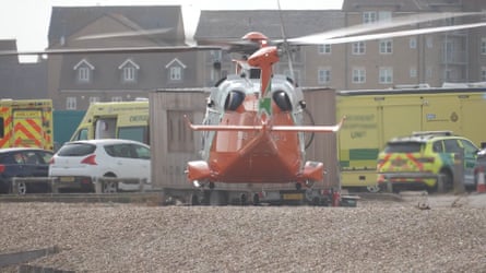 Two air ambulance helicopters and a critical care team were sent to the scene and Shoreham RNLI said its lifeboat had been called out at 3pm.Photograph: Jamie Lashmar/PA
