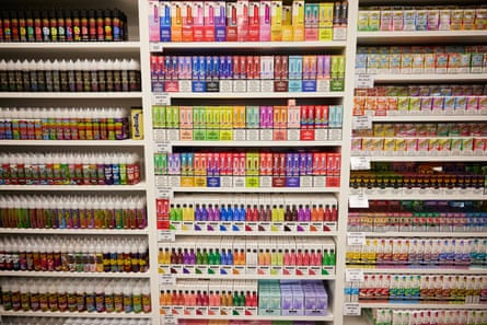 The government is urged to implement measures such as plain packaging and moving vapes out of sight in shops.Photograph: Christopher Thomond/The Guardian