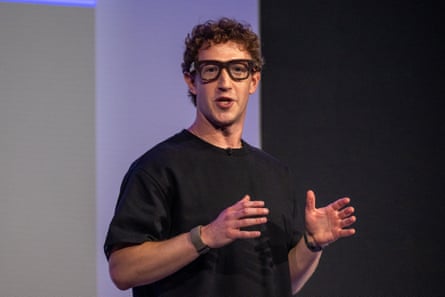 Mark Zuckerberg wears a pair of Meta Ray-Ban AI glasses.Photograph: Bloomberg/Getty