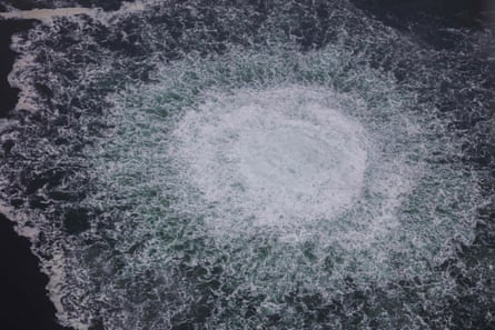 The Nord Stream 1 gas pipeline exploded in 2022.Photograph: Swedish coast guard/AFP/Getty Images