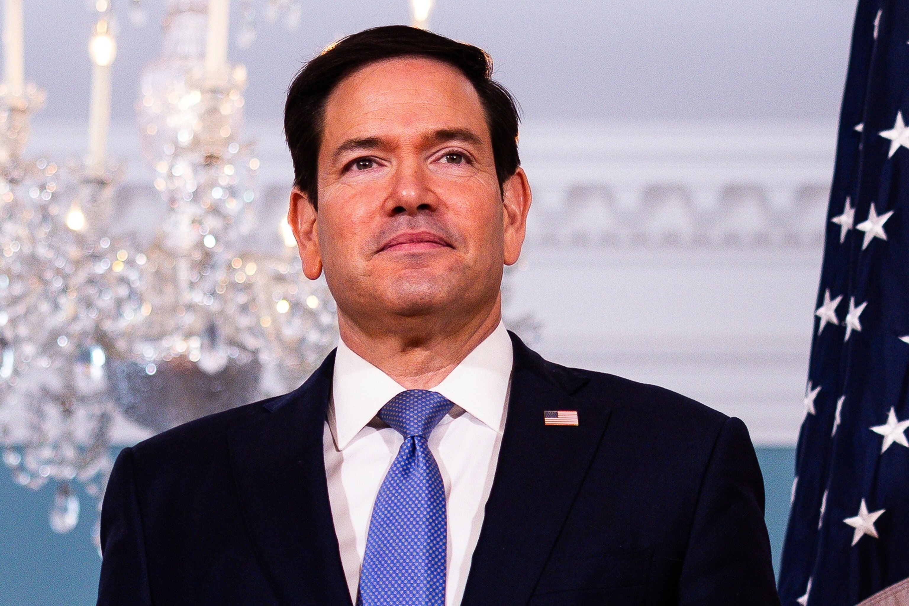 Secretary of State Marco Rubio arrives with Austrian Foreign Minister Beate Meinl-Reisinger, not shown, to the Treaty Room at the State Department, Aug. 11, 2026, in Washington.Tierney L. Cross/AP Photo