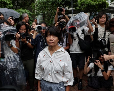 Elizabeth Tang Yin-ngor, wife of Lee Cheuk-yan, outside court on Friday.Photograph: Tyrone Siu/Reuters